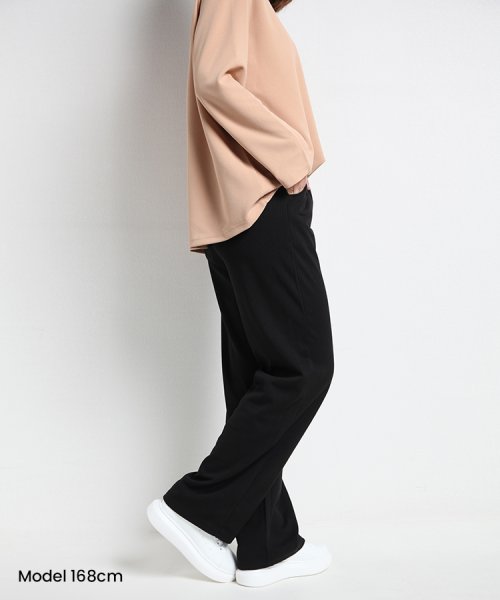 SEU(エスイイユウ)/ひんやり涼しいリブワイドパンツ ストレートパンツ 体型カバー リラックスパンツ ワンマイルウェア カジュアル 韓国ファッション/img06