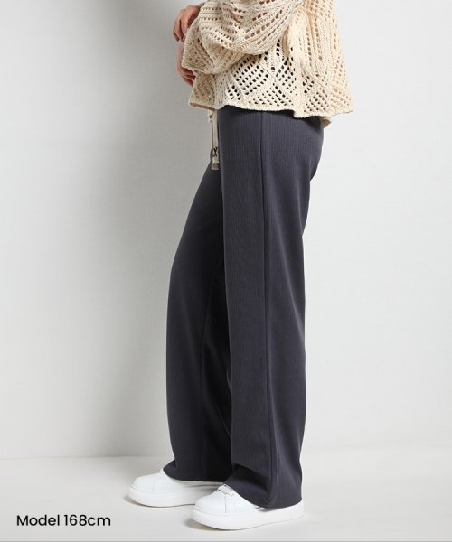 SEU(エスイイユウ)/ひんやり涼しいリブワイドパンツ ストレートパンツ 体型カバー リラックスパンツ ワンマイルウェア カジュアル 韓国ファッション/img28