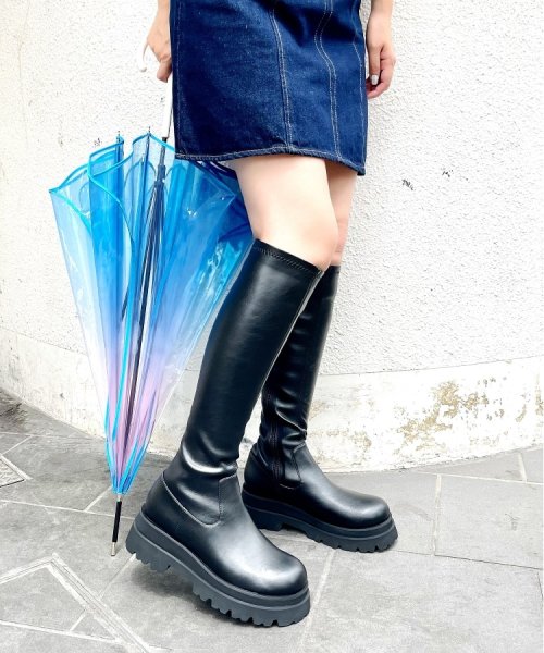 厚底トラックソールロングブーツ レイン対応 0～23