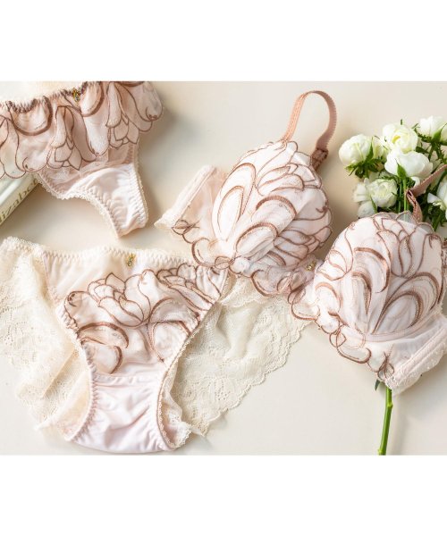 fran de lingerie(フランデランジェリー)/大人かわいいチューリップ刺繍響きにくくて可愛い 「ノーブルティアラトルペ」 バックレースショーツ/img06