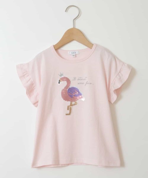 a.v.v(KID'S)(アー・ヴェ・ヴェキッズ)/[100－130]袖フリルスパンコールＴシャツ/img01