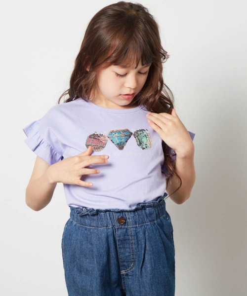 a.v.v(KID'S)(アー・ヴェ・ヴェキッズ)/[100－130]袖フリルスパンコールＴシャツ/img08