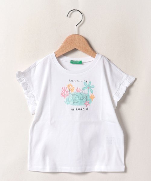 BENETTON (UNITED COLORS OF BENETTON GIRLS)(ユナイテッド　カラーズ　オブ　ベネトン　ガールズ)/キッズフリル袖Tシャツ・カットソーG/img01