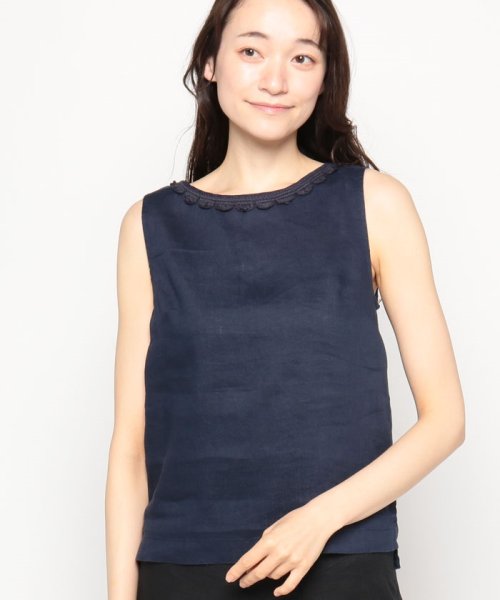 BENETTON (women)(ベネトン（レディース）)/リネン100％装飾クルーネックノースリーブブラウス/img11