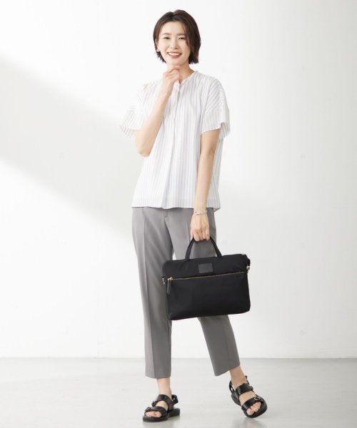 J.PRESS LADIES（LARGE SIZE）(J．プレス　レディス（大きいサイズ）)/シアーストライプチェック フレンチスリーブ バンドカラー カットソー/img03