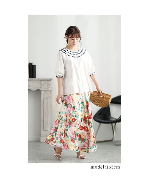Sawa a la mode(サワアラモード)/小花刺繍のふんわり袖コットンブラウス/img11