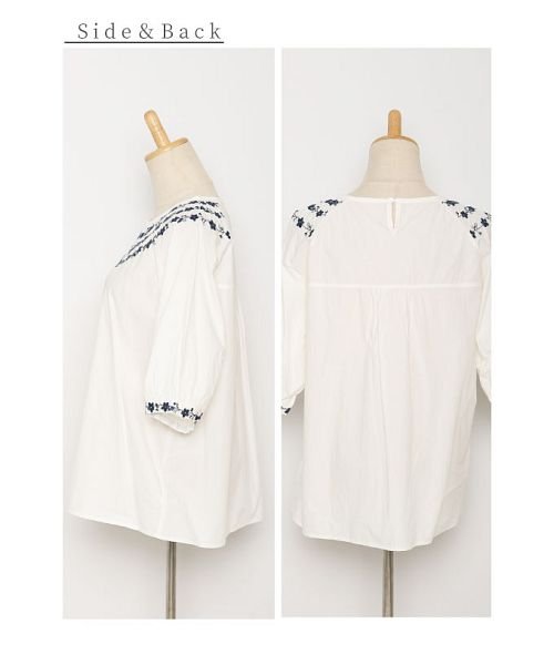 Sawa a la mode(サワアラモード)/小花刺繍のふんわり袖コットンブラウス/img22