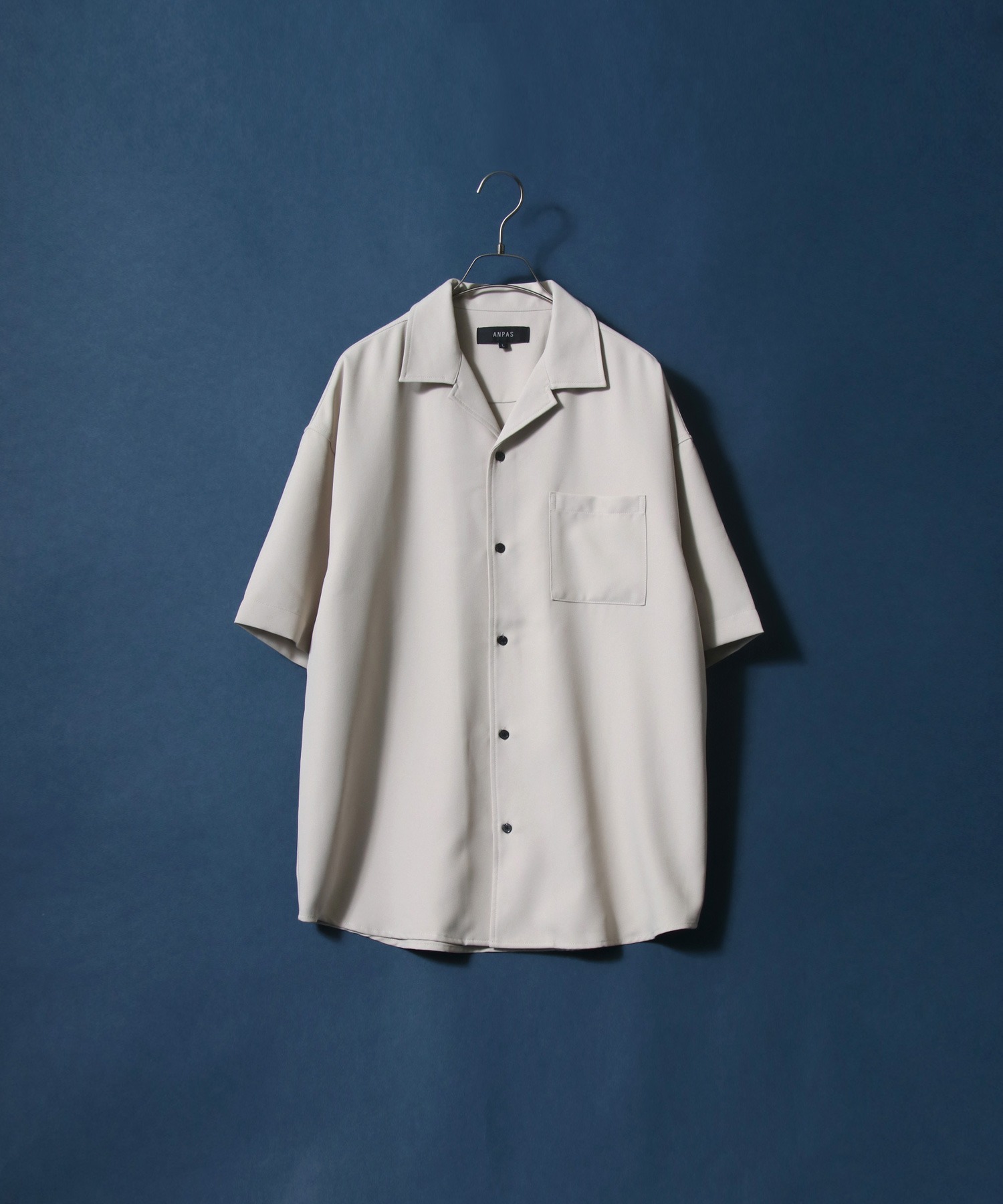 【ANPAS】ツイル オーバーサイズ オープンカラーシャツ/メンズ シャツ 半袖 開襟シャツ 無地