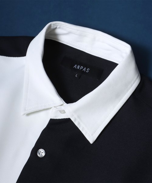 ANPAS(ANPAS)/【ANPAS】ツイル オーバーサイズ ドロップショルダー 配色切替 シャツ メンズ 半袖 シャツ /img01