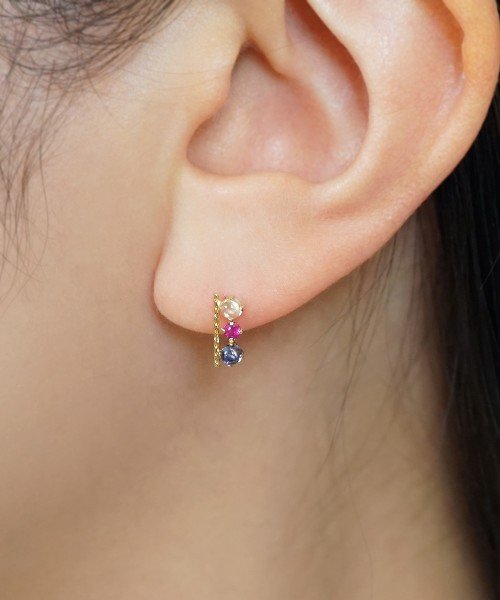 K18・K10 ルビー ワンポイントピアス ルビー