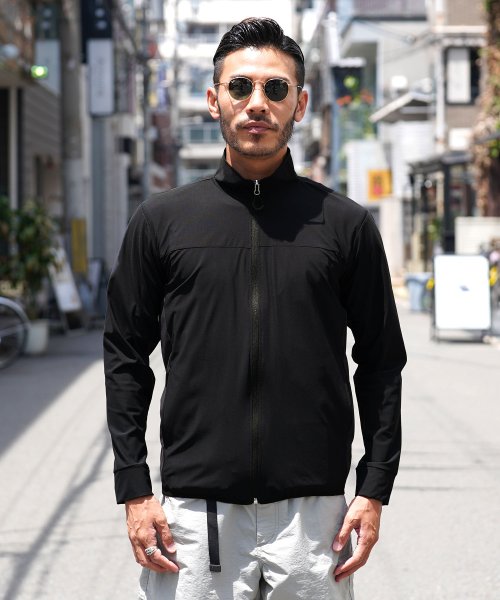 ナイロン スタンドジャケット / 接触冷感 吸水速乾 UVカット ストレッチ ナイロンジャケット メンズ ジャケット 軽量 アウター ライトアウター