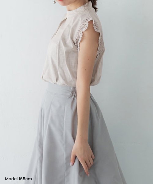 SEU(エスイイユウ)/綿100％ 袖レースフレンチスリーブブラウス きれいめ オフィスカジュアル 韓国ファッション/img14