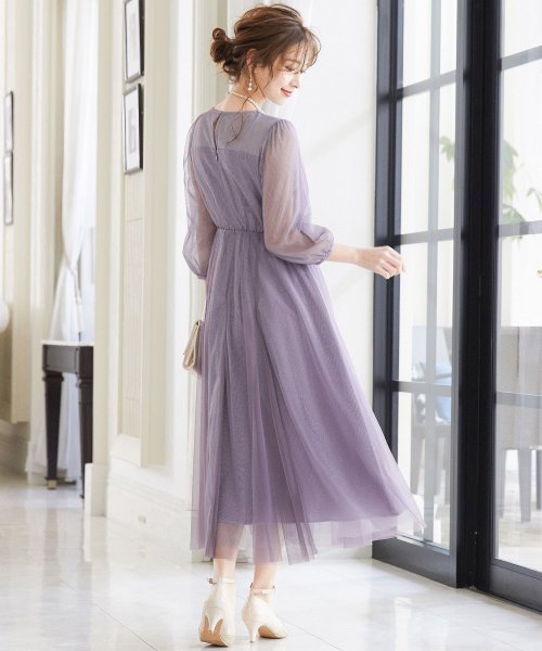 niana ニアナ 結婚式 ワンピース パーティードレス ビスチェ ラメ 無地 シアー チュール シフォン ゆったり 体型カバー シンプル ウエストゴム ロング ニアナ B79 size