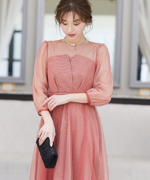 niana ニアナ 結婚式 ワンピース パーティードレス ビスチェ ラメ 無地 シアー チュール シフォン ゆったり 体型カバー シンプル ウエストゴム ロング ニアナ B79 size