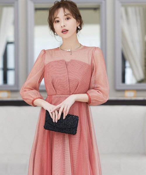 niana ニアナ 結婚式 ワンピース パーティードレス ビスチェ ラメ 無地 シアー チュール シフォン ゆったり 体型カバー シンプル ウエストゴム ロング ニアナ B79 size