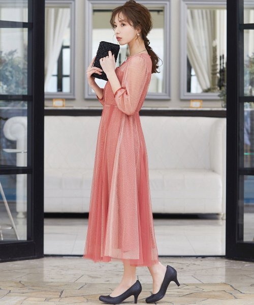 niana ニアナ 結婚式 ワンピース パーティードレス ビスチェ ラメ 無地 シアー チュール シフォン ゆったり 体型カバー シンプル ウエストゴム ロング ニアナ B79 size