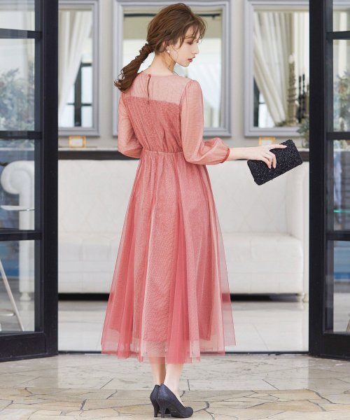 niana ニアナ 結婚式 ワンピース パーティードレス ビスチェ ラメ 無地 シアー チュール シフォン ゆったり 体型カバー シンプル ウエストゴム ロング ニアナ B79 size