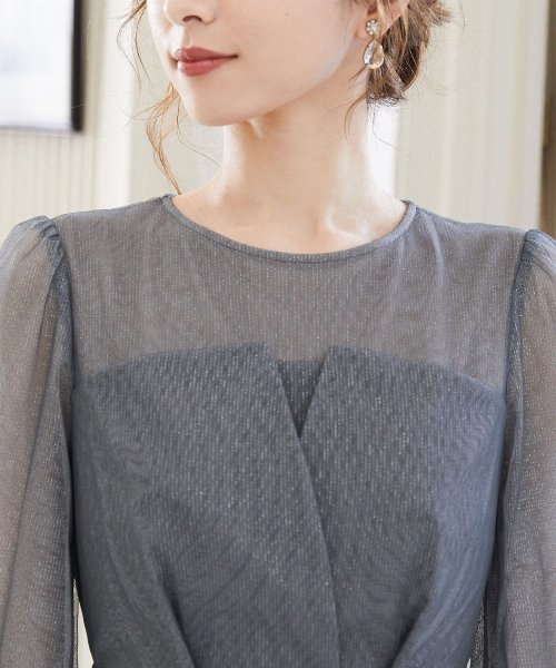 niana ニアナ 結婚式 ワンピース パーティードレス ビスチェ ラメ 無地 シアー チュール シフォン ゆったり 体型カバー シンプル ウエストゴム ロング ニアナ B79 size