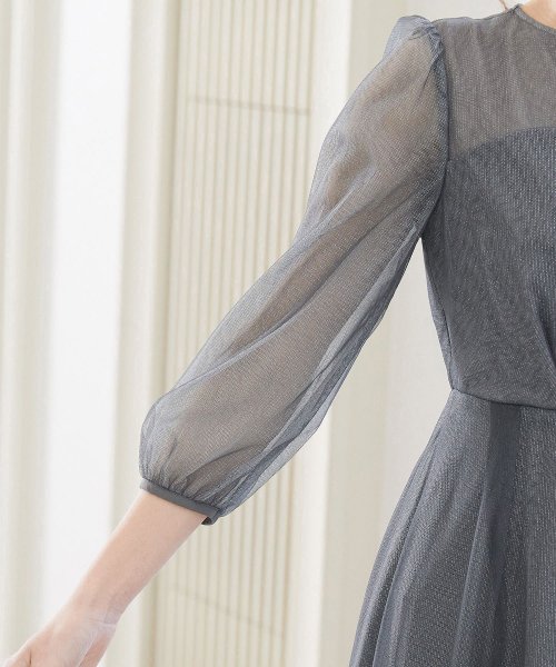 niana ニアナ 結婚式 ワンピース パーティードレス ビスチェ ラメ 無地 シアー チュール シフォン ゆったり 体型カバー シンプル ウエストゴム ロング ニアナ B79 size