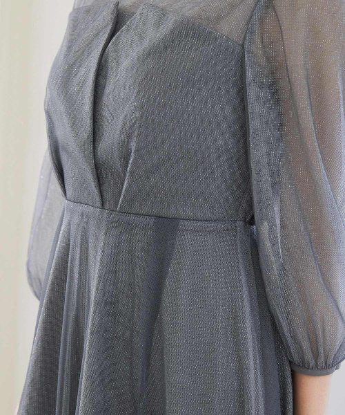 niana ニアナ 結婚式 ワンピース パーティードレス ビスチェ ラメ 無地 シアー チュール シフォン ゆったり 体型カバー シンプル ウエストゴム ロング ニアナ B79 size