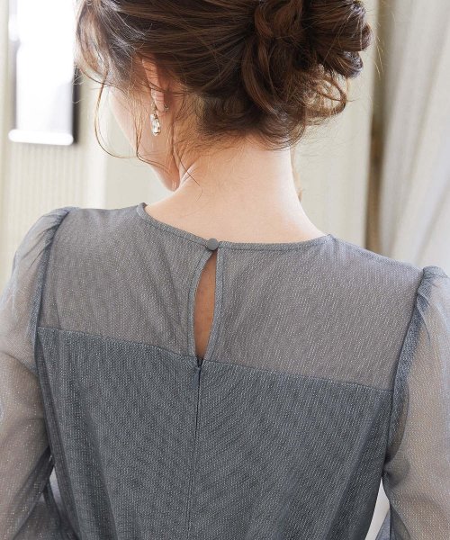 niana ニアナ 結婚式 ワンピース パーティードレス ビスチェ ラメ 無地 シアー チュール シフォン ゆったり 体型カバー シンプル ウエストゴム ロング ニアナ B79 size