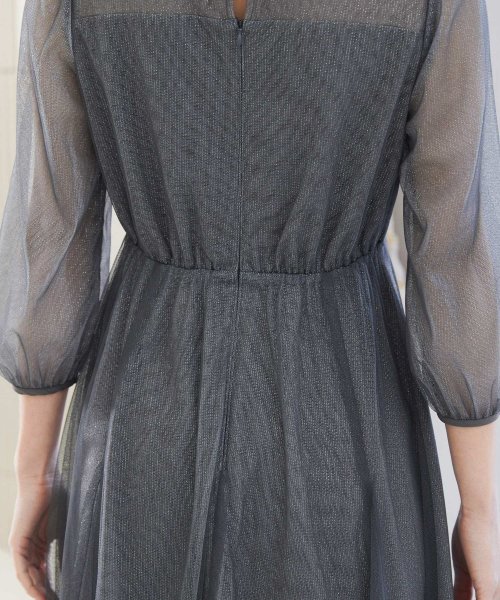 niana ニアナ 結婚式 ワンピース パーティードレス ビスチェ ラメ 無地 シアー チュール シフォン ゆったり 体型カバー シンプル ウエストゴム ロング ニアナ B79 size