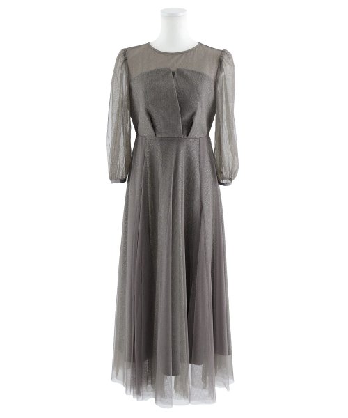 niana ニアナ 結婚式 ワンピース パーティードレス ビスチェ ラメ 無地 シアー チュール シフォン ゆったり 体型カバー シンプル ウエストゴム ロング ニアナ B79 size