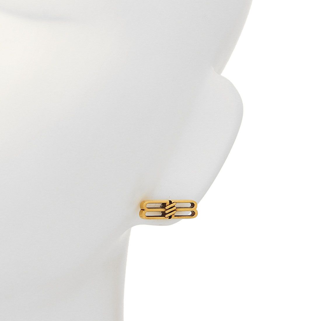 新品BALENCIAGAバレンシアガロゴ刻印フープピアスゴールド両耳ユニセックス