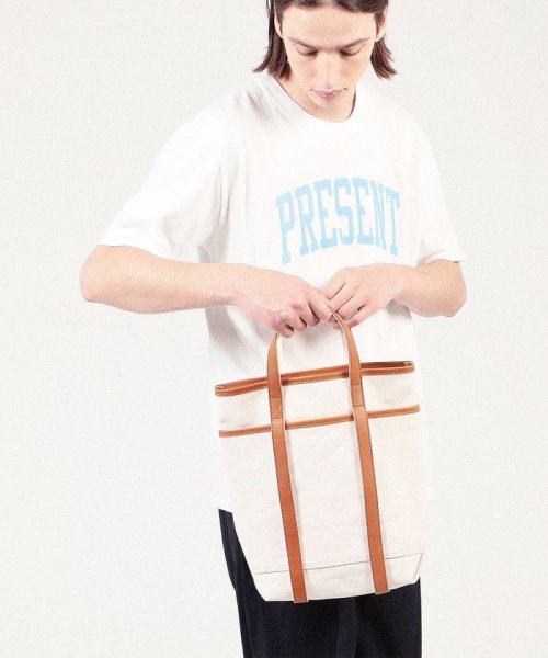 【別注】AMIACALVA レザーハンドルキャンバストート 