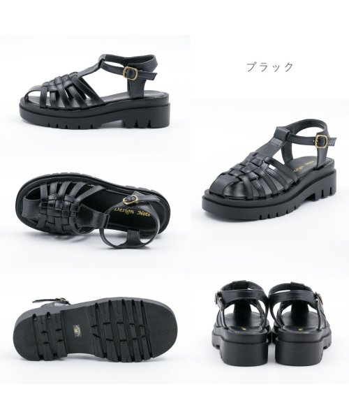 FOOT PLACE(フットプレイス)/レディース Design Note サンダル グルカサンダル ブラック ダークブラウン ホワイト CL－2719/img03