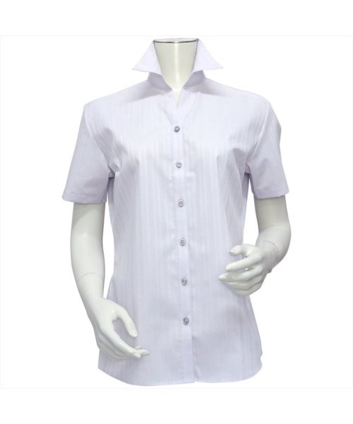 TOKYO SHIRTS(TOKYO SHIRTS)/形態安定 スキッパー衿 綿100% 半袖 レディースシャツ/img02