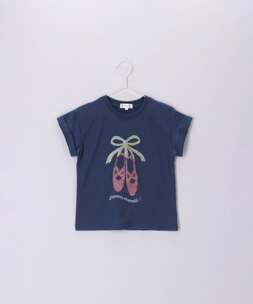 ROPE' PICNIC　KIDS(ロぺピクニックキッズ)/【KIDS】バレエシューズスパンコール袖折り返しTシャツ/img05