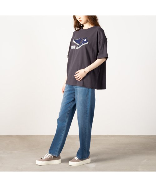 MAC HOUSE(women)(マックハウス（レディース）)/[大きいサイズ] CONVERSE コンバース シューズナイロンアップリケ半袖Tシャツ クイーンサイズ 3285－3723/img04