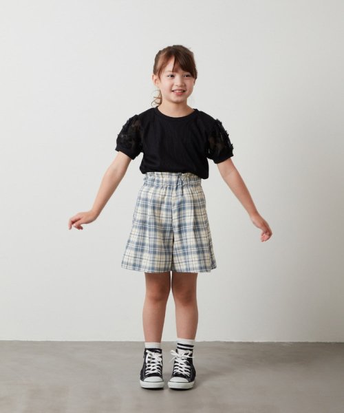 a.v.v(KID'S)(アー・ヴェ・ヴェキッズ)/[100－130]【セットアップ対応】パフスリーブ異素材Ｔシャツ/img02