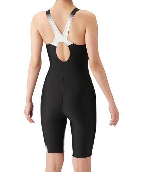 【アクアエクサ】ワンピーススパッツ（オープンバック・ハーフレッグ・ぴったりパッド）フィットネス AQUA EXA