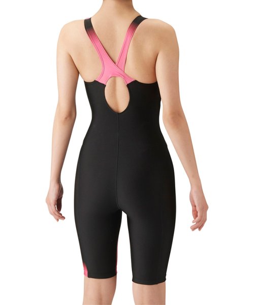 【アクアエクサ】ワンピーススパッツ（オープンバック・ハーフレッグ・ぴったりパッド）フィットネス AQUA EXA