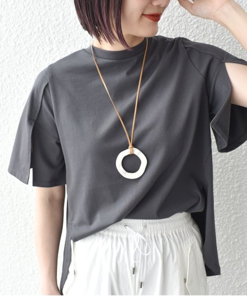 SHIPS WOMEN(シップス　ウィメン)/* オーガニックコットン スリット スリーブ フレア TEE ◇/img21