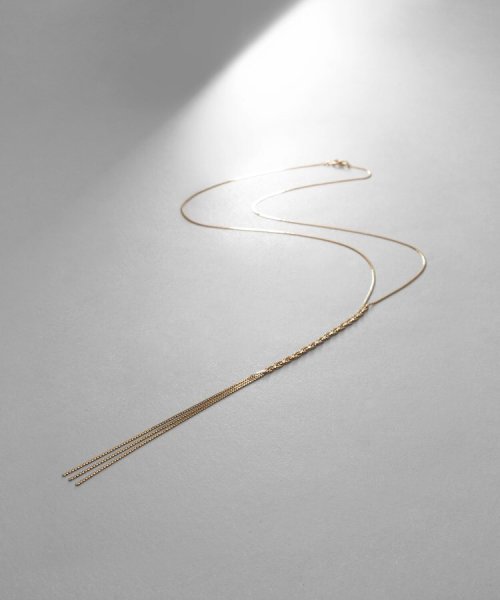 K10ベネチアンフラットチェーン三つ編みY字 ネックレス 