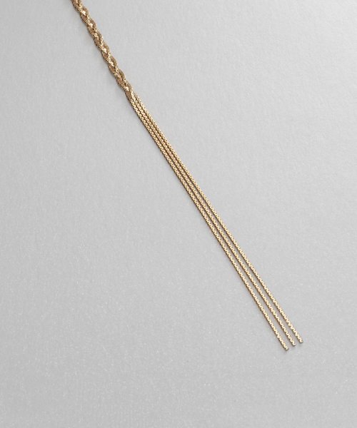 K10ベネチアンフラットチェーン三つ編みY字 ネックレス 