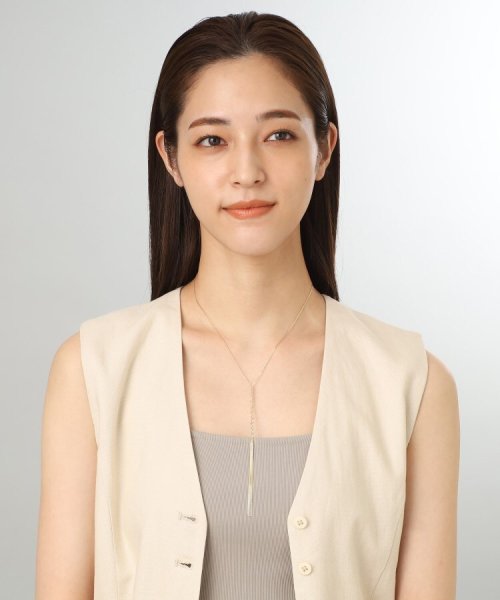 K10ベネチアンフラットチェーン三つ編みY字 ネックレス 