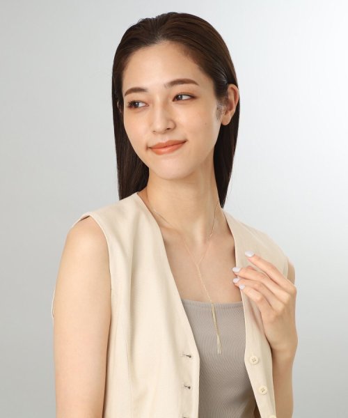 K10ベネチアンフラットチェーン三つ編みY字 ネックレス 