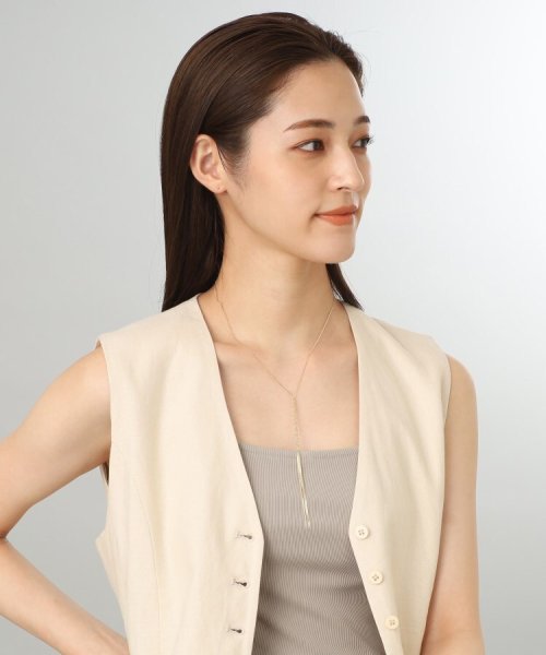 K10ベネチアンフラットチェーン三つ編みY字 ネックレス 