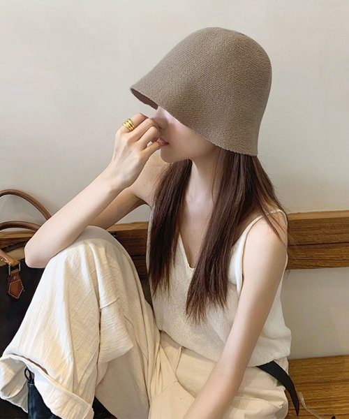 Dewlily(デューリリー)/チューリップハット 韓国ファッション 10代 20代 30代 バケットハット サーモニット レディース 帽子 深め 涼しい 無地 かわいい カジュアル/img02