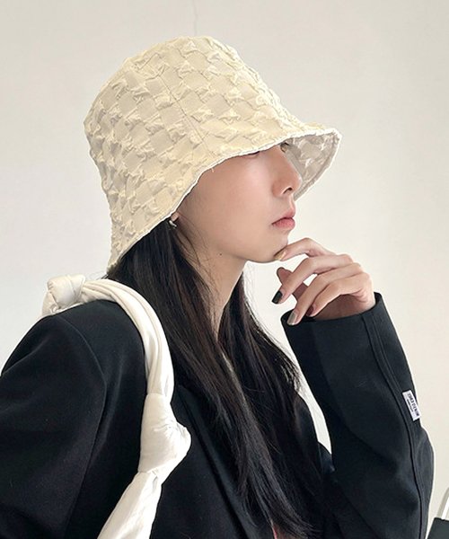 Dewlily(デューリリー)/ブロックチェック風バケットハット 韓国ファッション 10代 20代 30代 ワッフル素材 カジュアル 可愛い 柔らかな素材感 女性らしいデザイン/img04