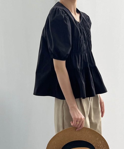 Puff Sleeve Gather Blouse 23053 パブスリーブギャザーブラウス 