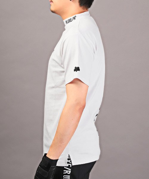 LUXSTYLE(ラグスタイル)/LUXE/R(ラグジュ)スムースミニモックネックTシャツ/Tシャツ メンズ 半袖 モックネック ゴルフウェア ロゴ プリント/img02