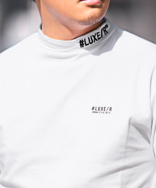 LUXSTYLE(ラグスタイル)/LUXE/R(ラグジュ)スムースミニモックネックTシャツ/Tシャツ メンズ 半袖 モックネック ゴルフウェア ロゴ プリント/img09