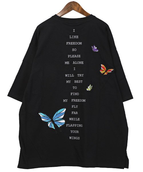 LUXSTYLE(ラグスタイル)/バタフライ刺繍バックプリントBIGTシャツ/Tシャツ メンズ 半袖 ビッグシルエット 刺繍 蝶々 バタフライ ロゴ/img06
