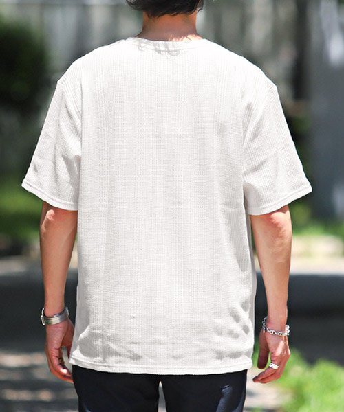 LUXSTYLE(ラグスタイル)/ランダム針抜きワッフルクルーネックTシャツ/Tシャツ メンズ 半袖Tシャツ ワッフル サーマル/img01