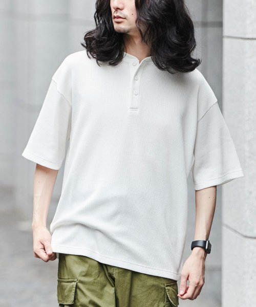 coen(coen)/オーバーサイズワッフルヘンリーネックTシャツ/img04